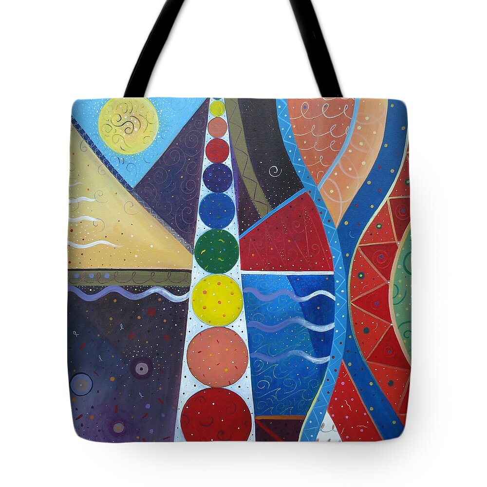 Abstract Landscape Tote Bag featuring the painting In the Flow by Helena Tiainen