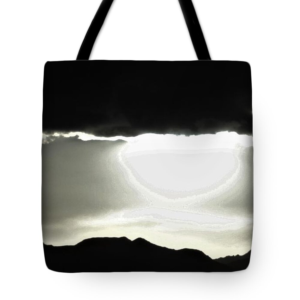 Sky Tote Bag featuring the photograph In the gap by Barbara Leigh Art