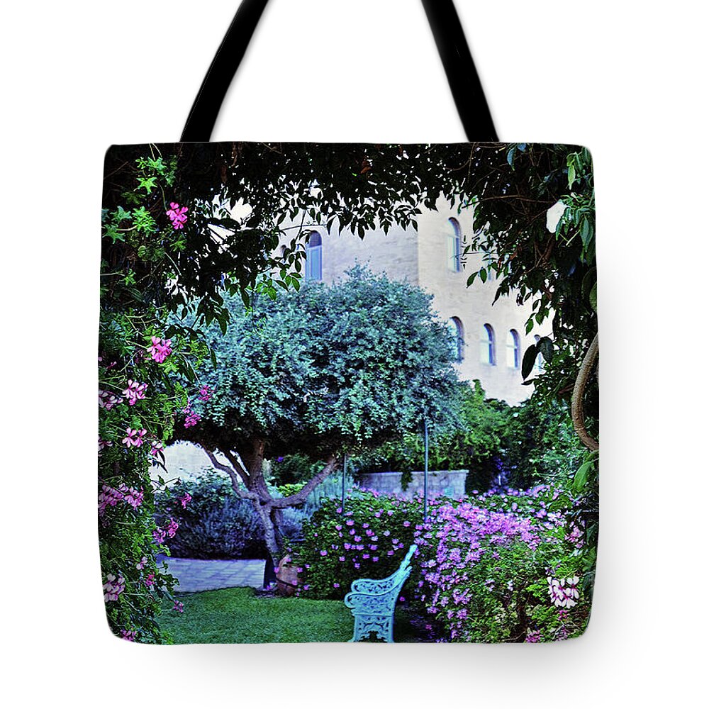 Garden Tote Bag featuring the photograph In The Garden at Mount Zion Hotel by Lydia Holly