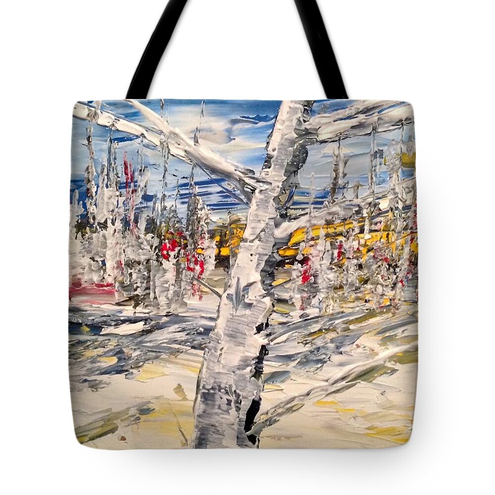 Abstract Landscape Paiting Oil Tote Bag featuring the painting In the Middle by Desmond Raymond