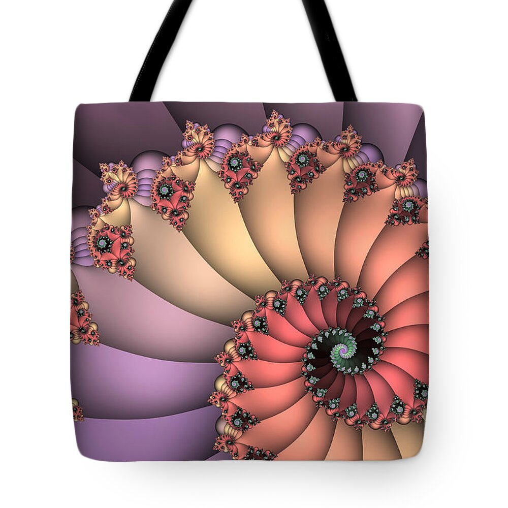 Fractal Tote Bag featuring the digital art In the Old Days by Jutta Maria Pusl