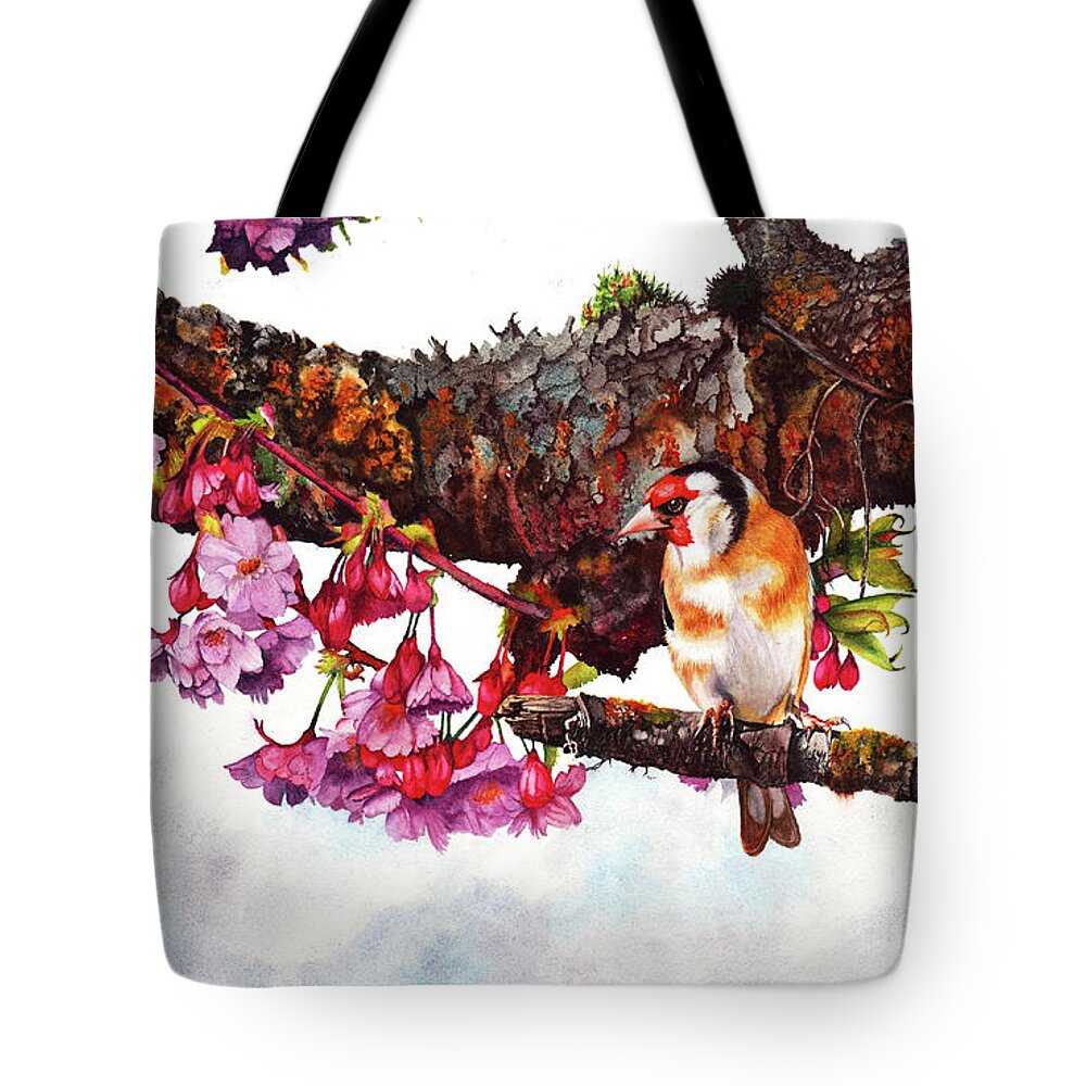 Goldfinch Tote Bag featuring the painting In The Pink 2 by Peter Williams