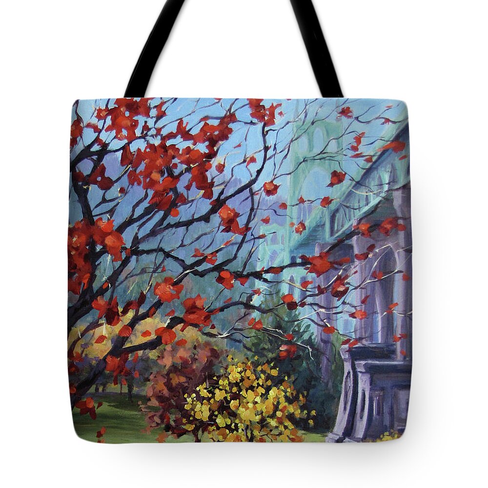 Fall Tote Bag featuring the painting In The Rainbow by Karen Ilari