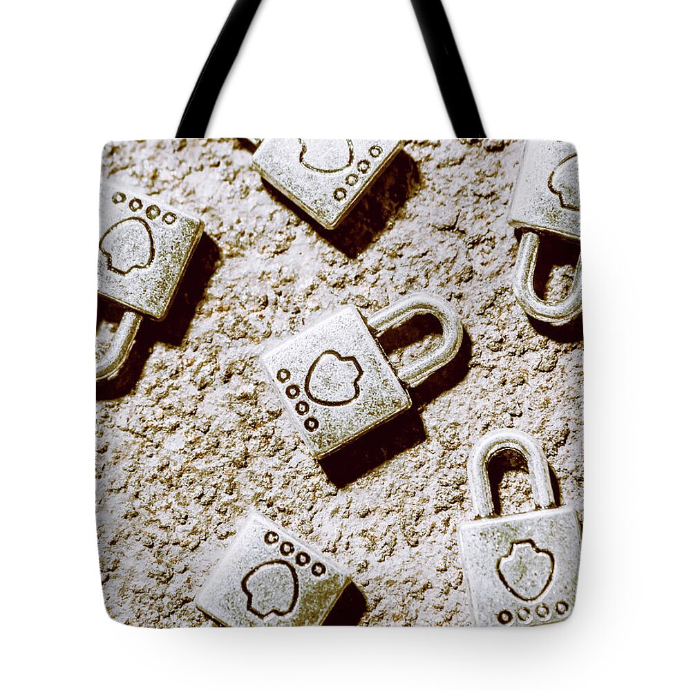 Padlock Tote Bag featuring the photograph In the safe room by Jorgo Photography