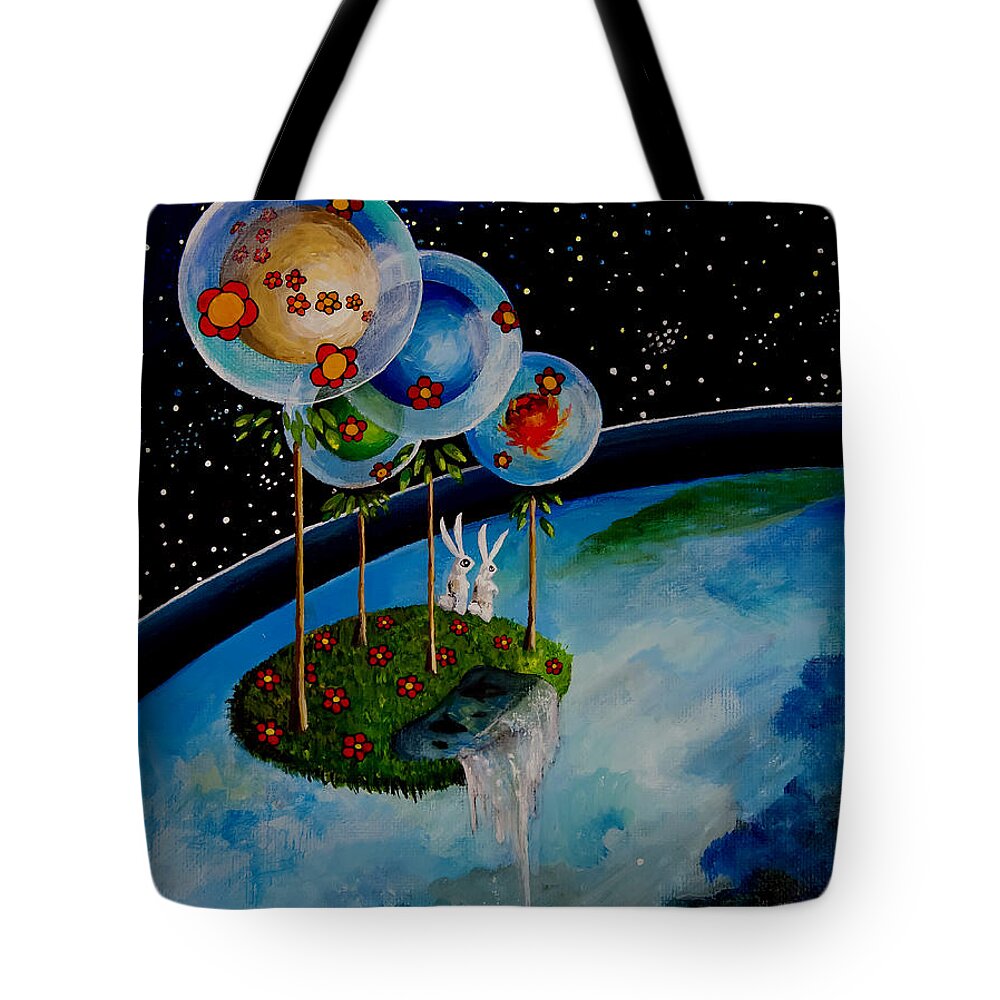 Space Tote Bag featuring the painting In The Sky There is No East or West by Mindy Huntress