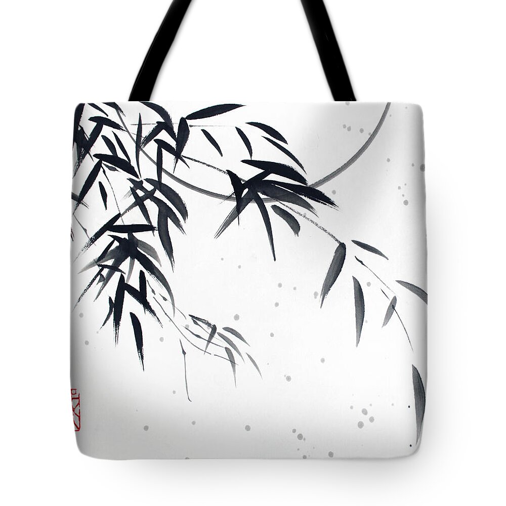 Chinese Painting Tote Bag featuring the painting In The Still Of The Night by Oiyee At Oystudio