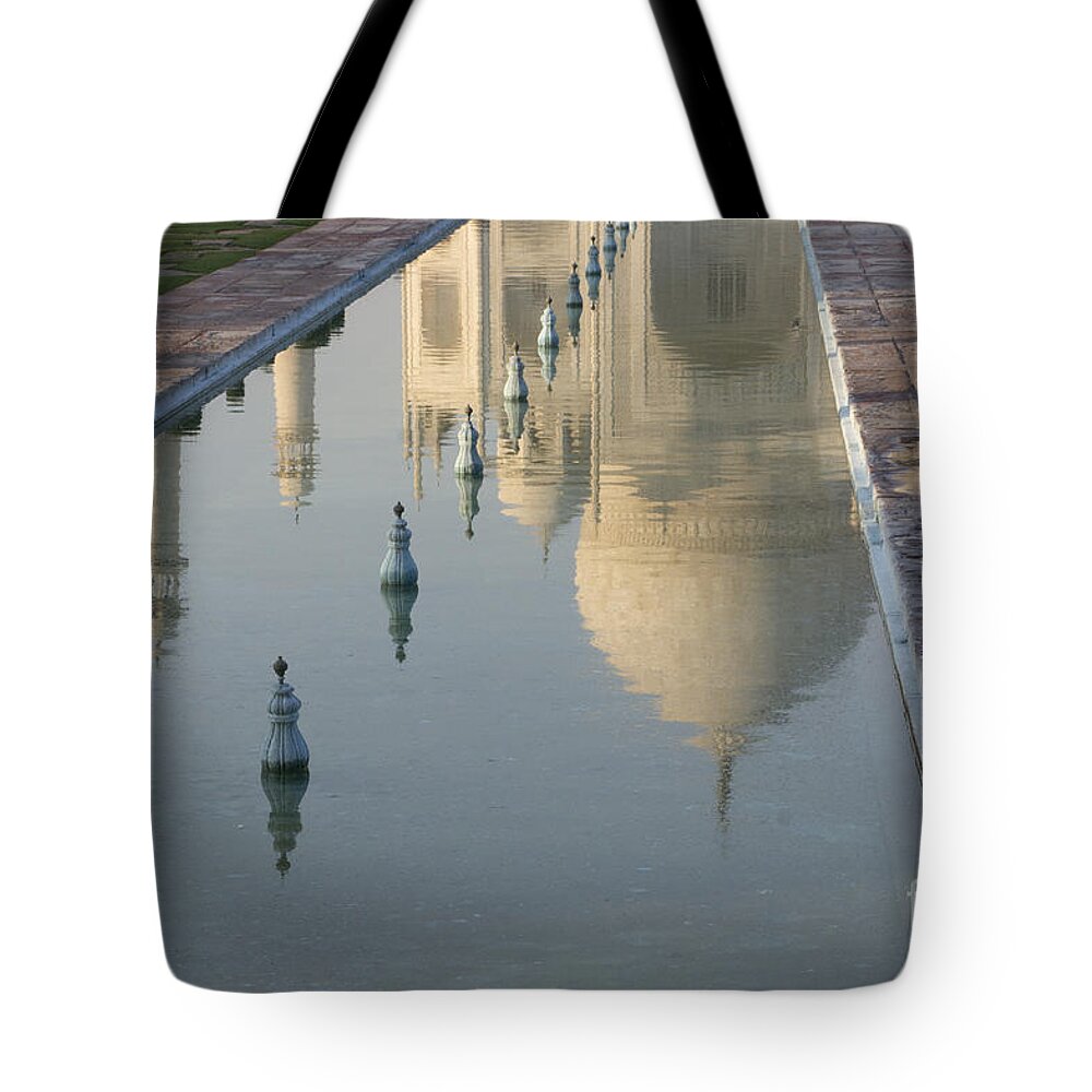 Reflection Of Taj Mahal Tote Bag featuring the photograph In Water by Elena Perelman