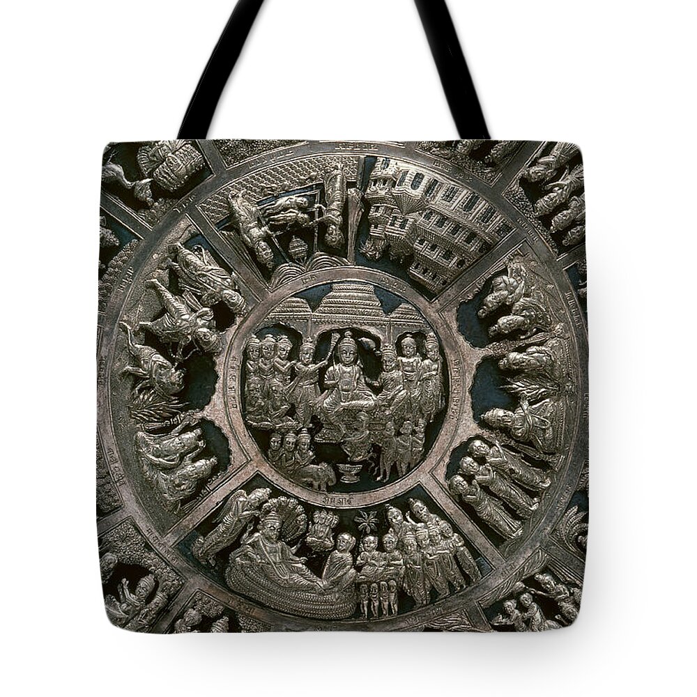 Antique Tote Bag featuring the photograph India: Decorative Plate by Granger