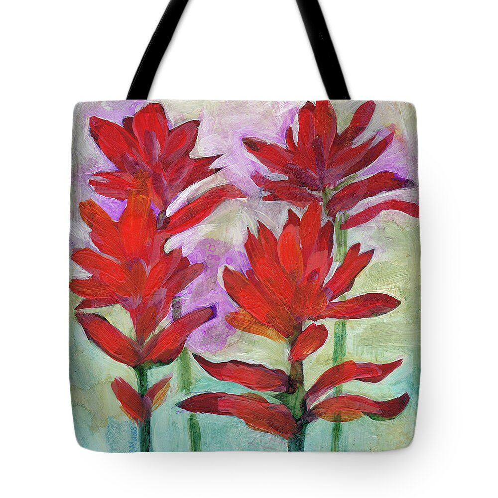 Indian Paintbrush Tote Bag featuring the painting Indian Paintbrush Again by Julie Maas