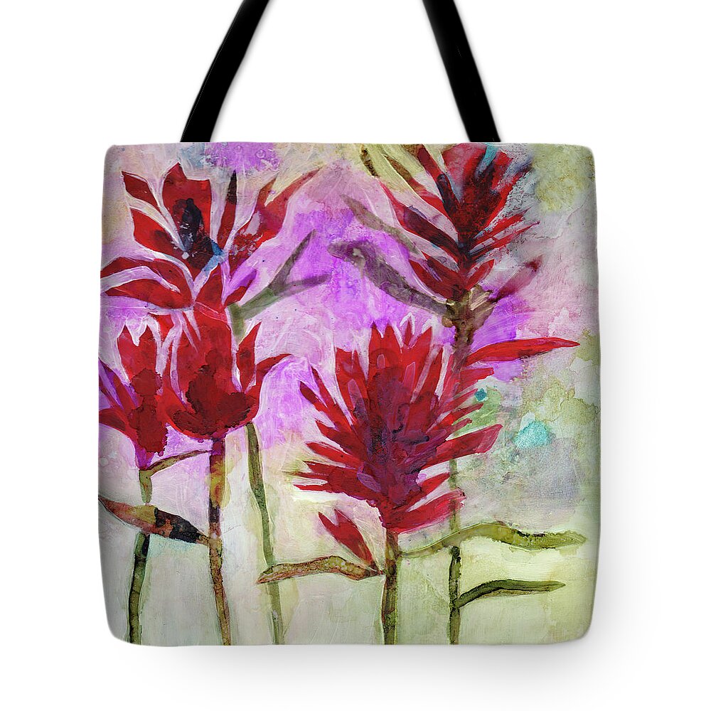 Mixed Media Tote Bag featuring the painting Indian Paintbrush by Julie Maas