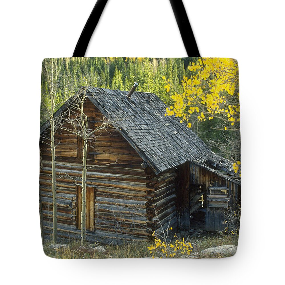 Fall Tote Bag featuring the photograph Indian Peaks Cabin by Jerry McElroy