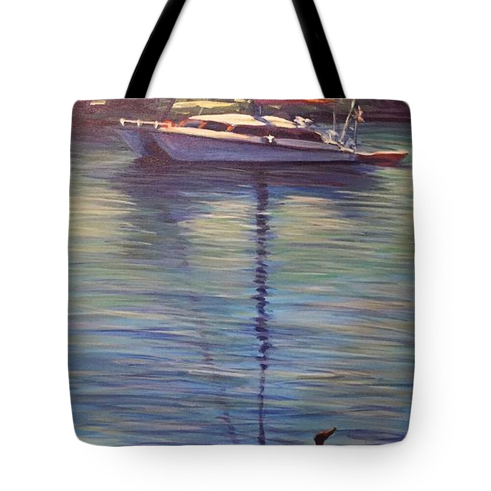 Sailboat Tote Bag featuring the painting Indian River Lagoon 1,Sailboat by Gretchen Ten Eyck Hunt