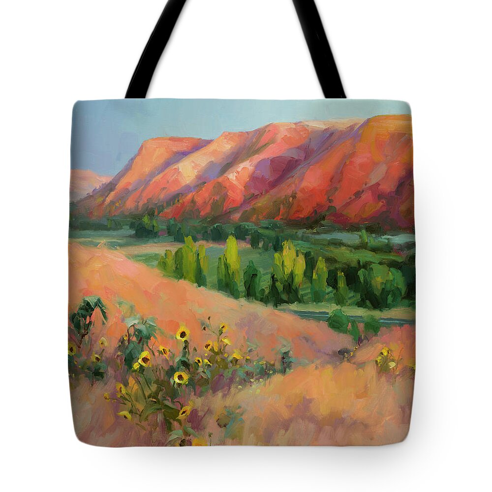Landscape Tote Bag featuring the painting Indian Hill by Steve Henderson