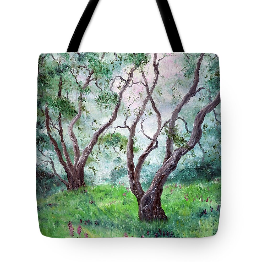 California Tote Bag featuring the painting Indian Warrior Flowers in Spring by Laura Iverson