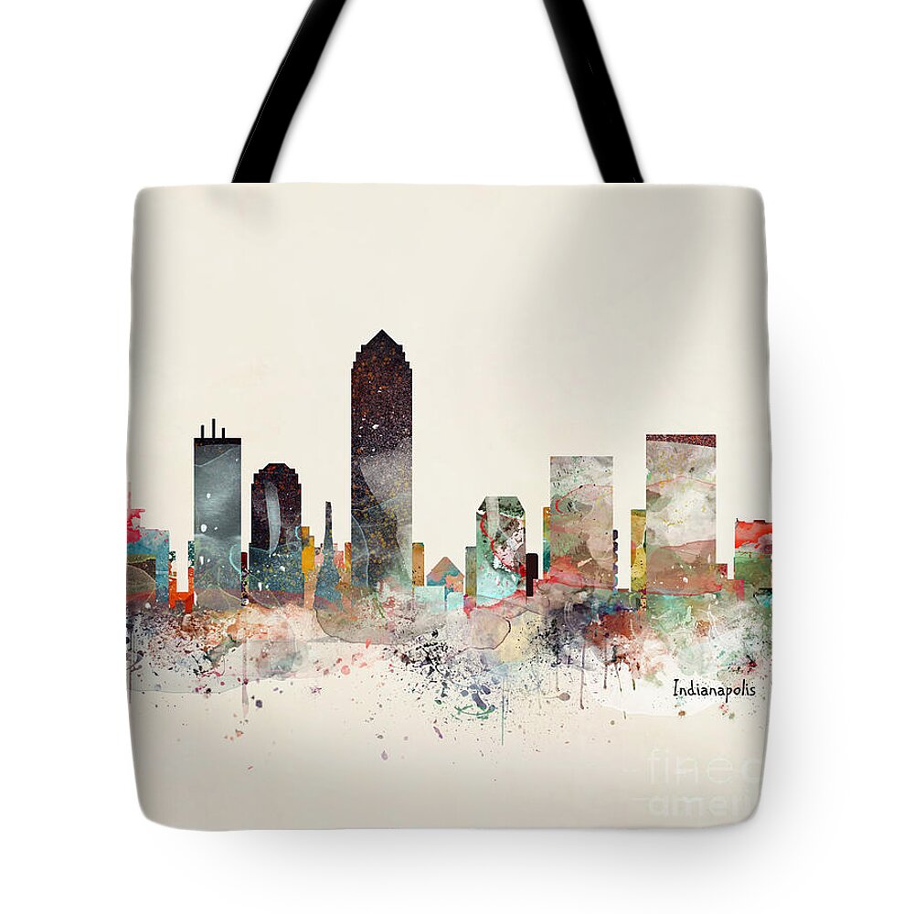 Indianapolis City Skyline Tote Bag featuring the painting Indianapolis City Skyline by Bri Buckley
