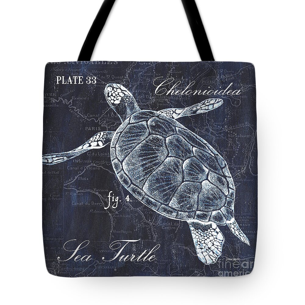 Turtle Tote Bag featuring the painting Indigo Verde Mar 2 by Debbie DeWitt
