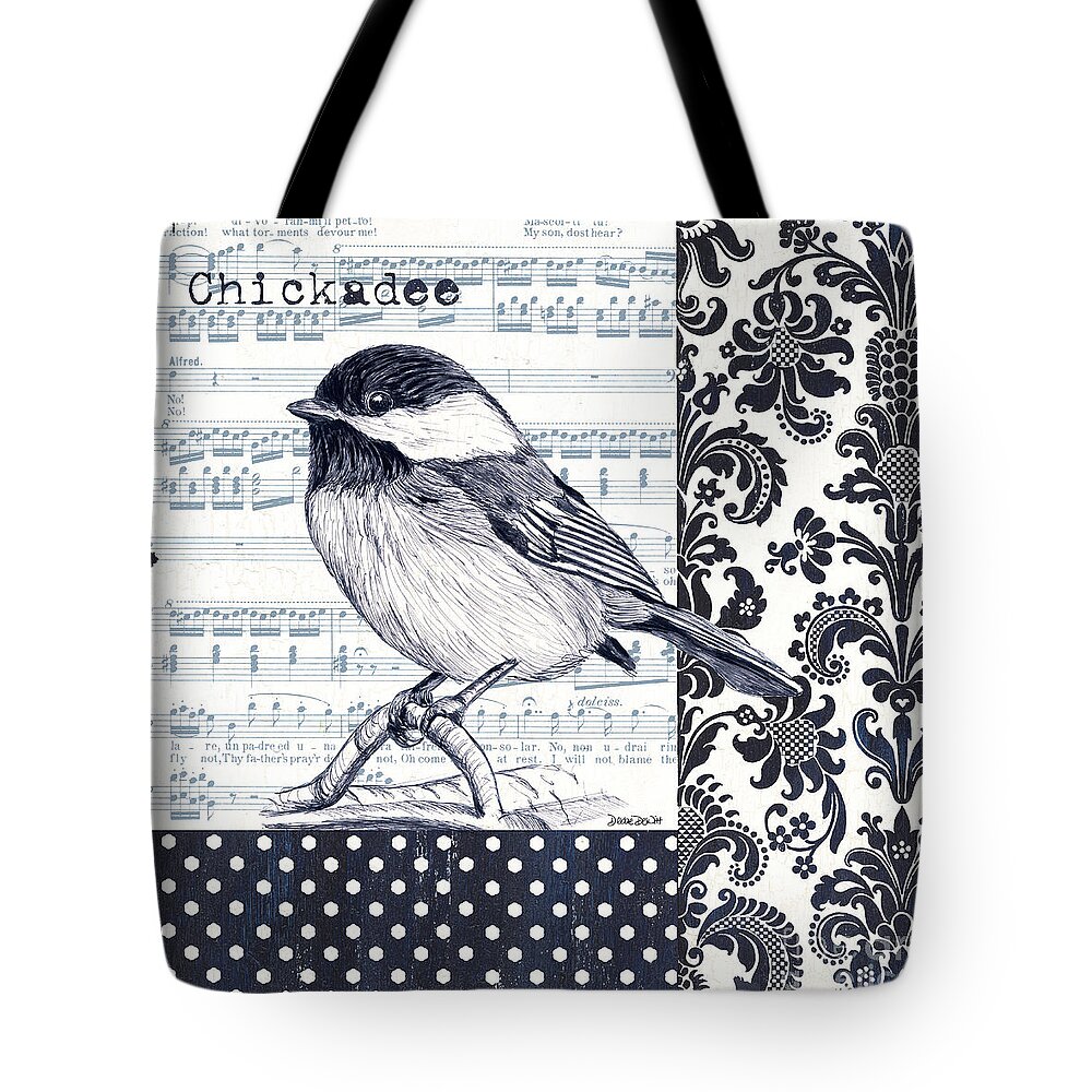 Bird Tote Bag featuring the painting Indigo Vintage Songbird 2 by Debbie DeWitt