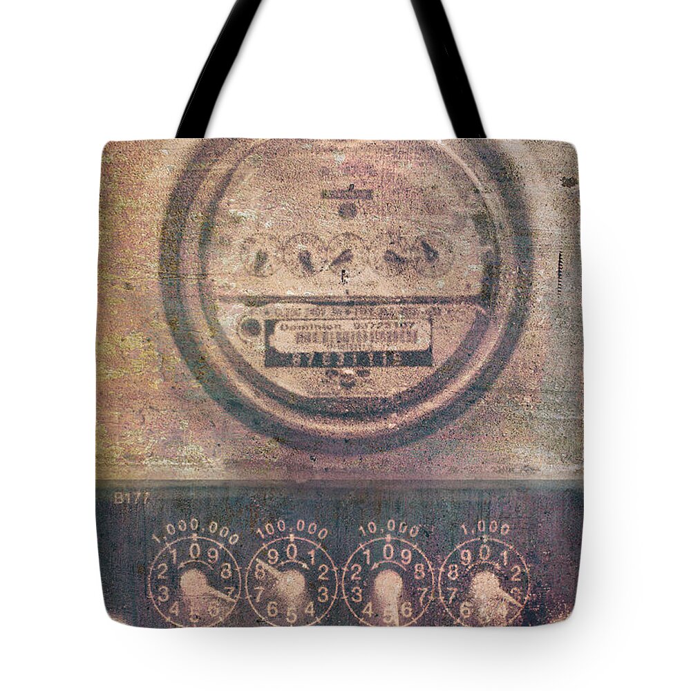 Industrial Art Tote Bag featuring the photograph Industrial Art Utility Meters by Suzanne Powers