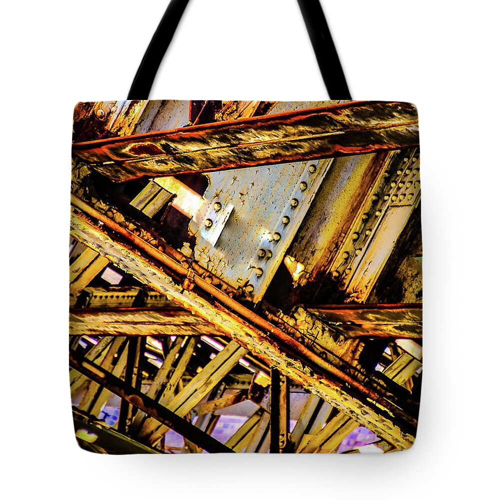 Abstract Tote Bag featuring the photograph Industrial Complex by Michael Nowotny