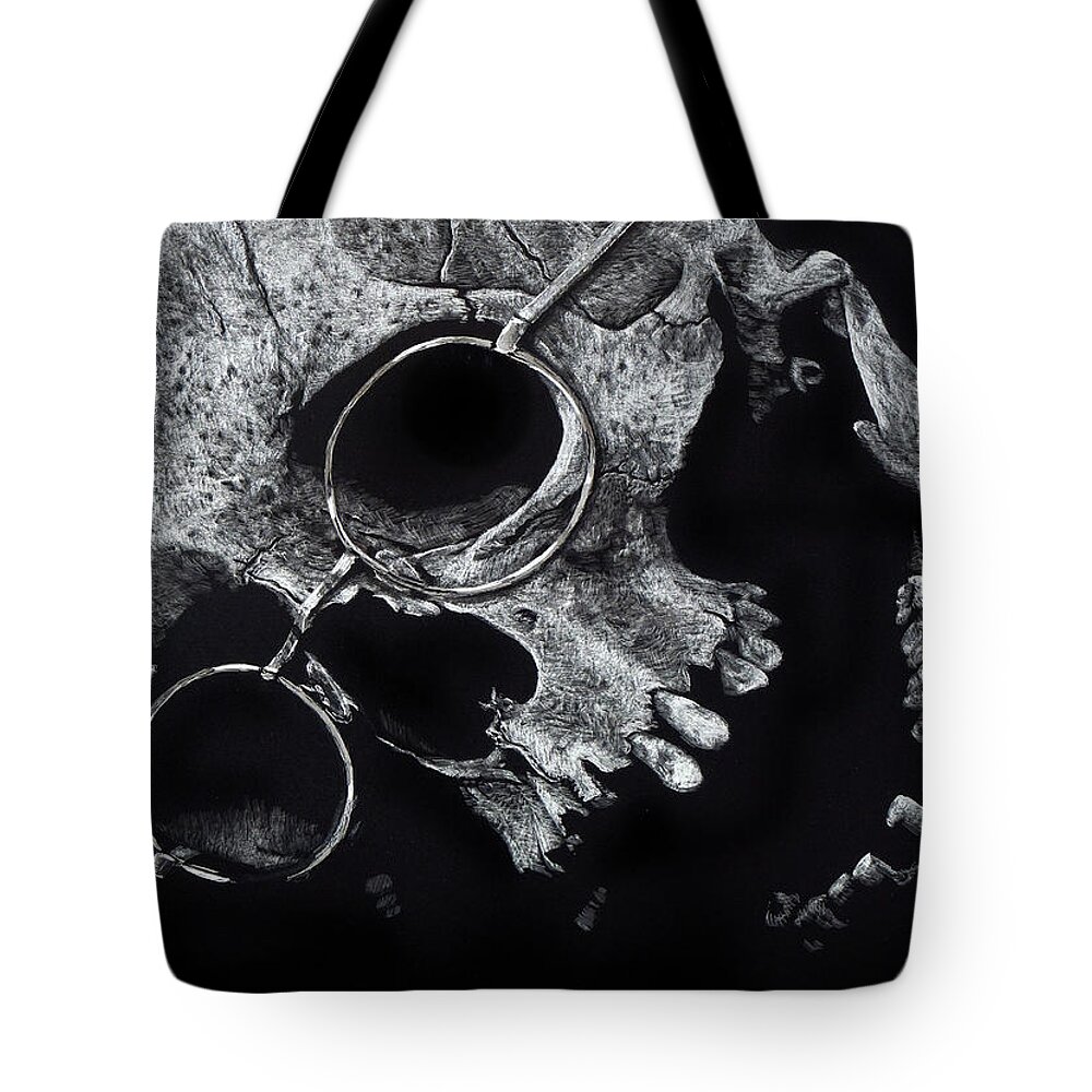 Skull Tote Bag featuring the drawing Inevitable Conclusion by William Underwood