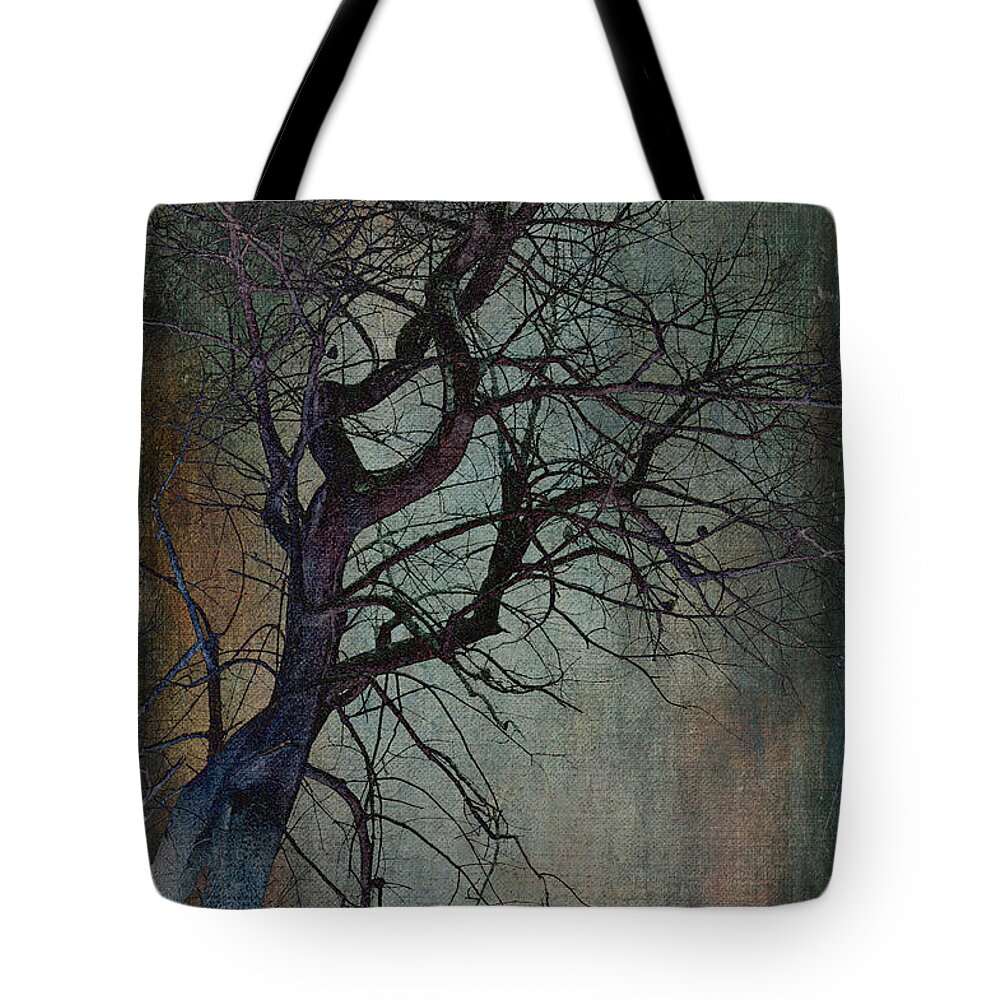 Infared Tree Tote Bag featuring the mixed media Infared Tree Art Twisted Branches by Lesa Fine