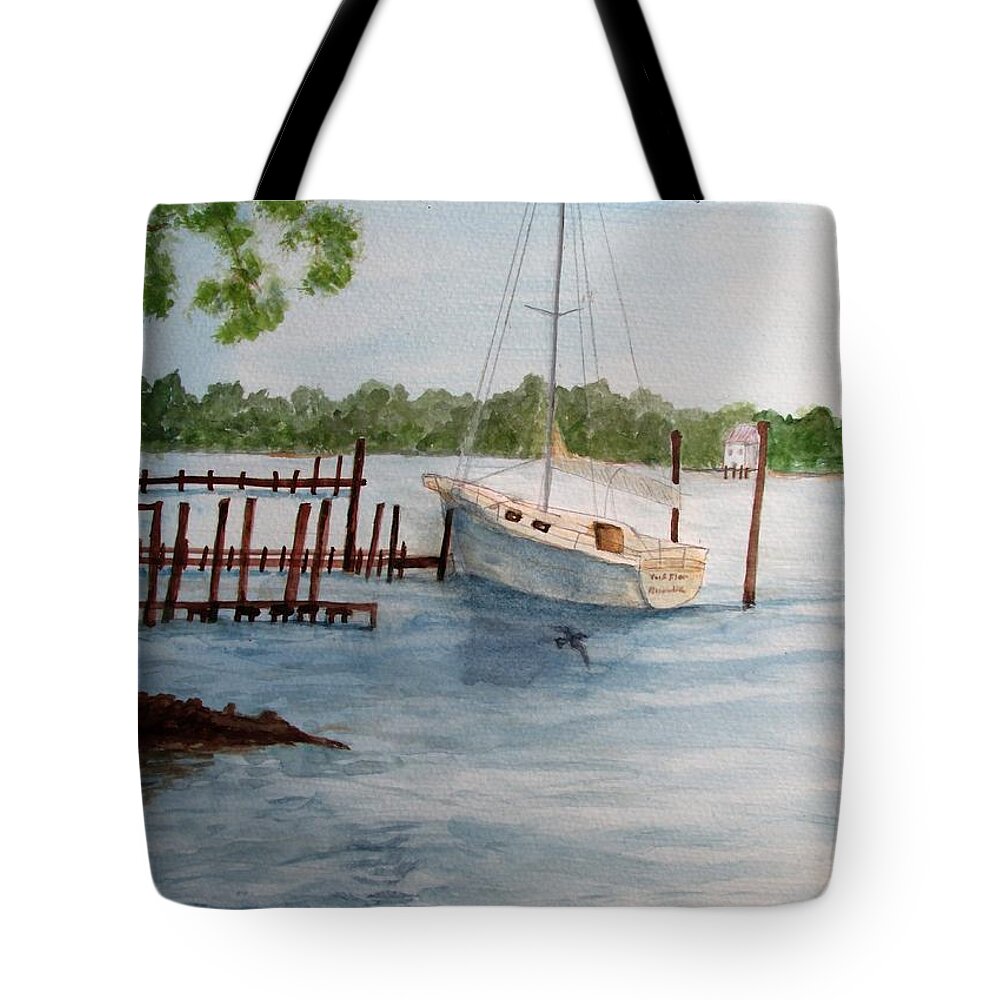Seascape Tote Bag featuring the painting Inlet by Hal Newhouser