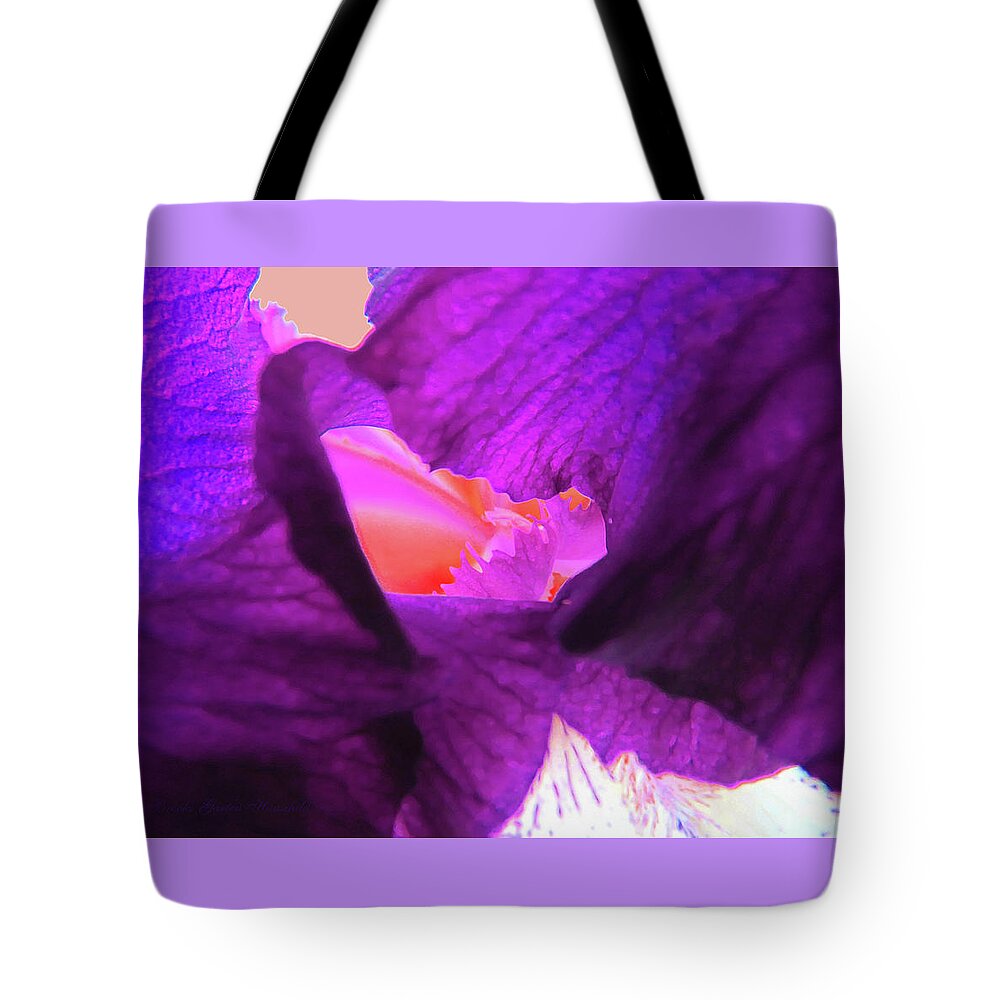 Royal Colors Tote Bag featuring the photograph Inner Sanctum - Iris Macro - Floral Photography by Brooks Garten Hauschild
