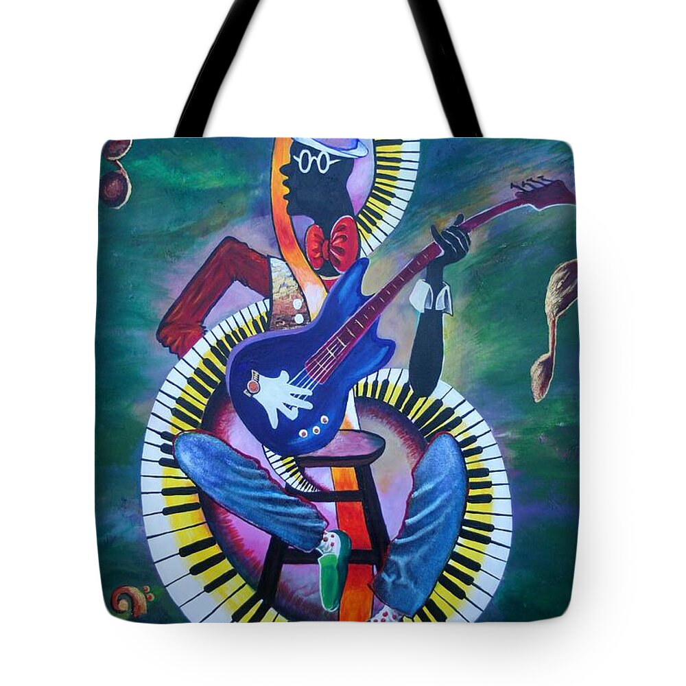 Music Tote Bag featuring the painting Inside my music II by Arthur Covington