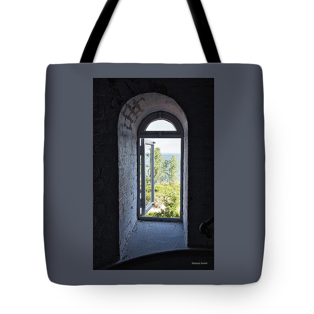 Lighthouse Tote Bag featuring the photograph Inside the Lighthouse by Rebecca Samler