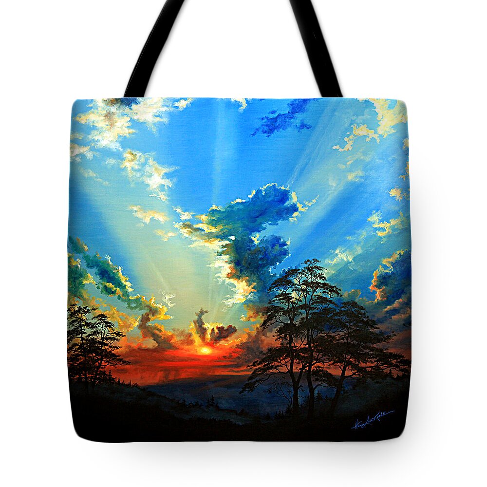 Sunset Tote Bag featuring the painting Inspiration by Hanne Lore Koehler