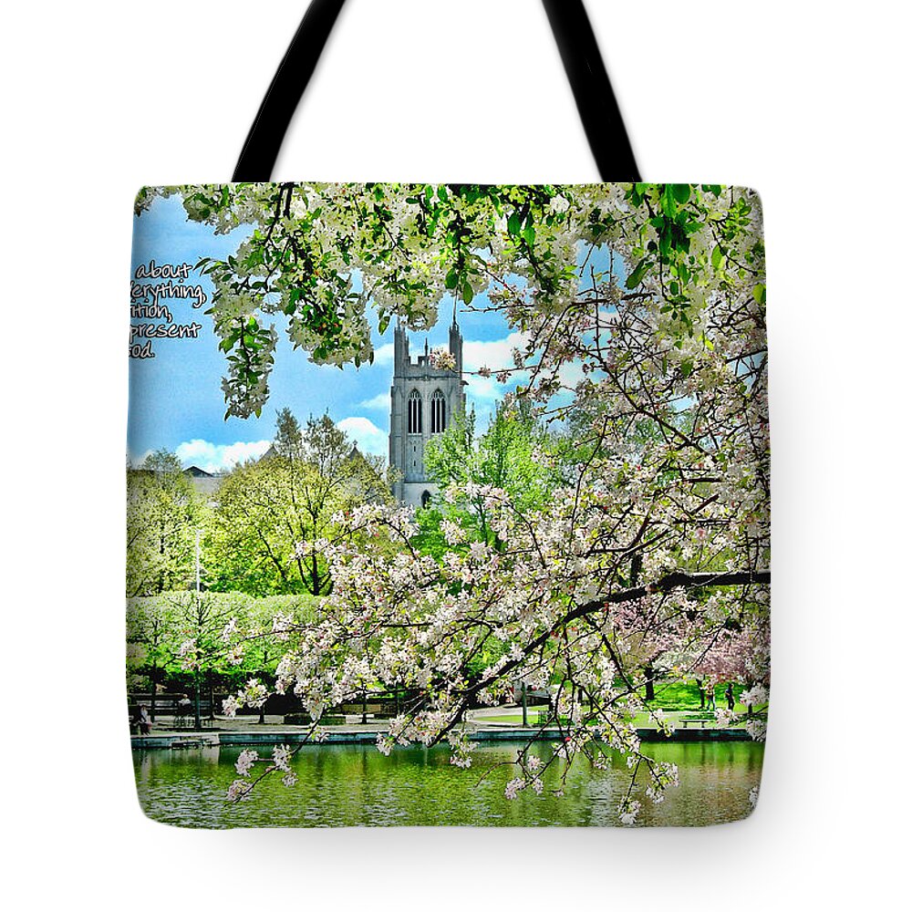 Cherry Blossoms Tote Bag featuring the photograph Inspirational - Cherry Blossoms by Mark Madere
