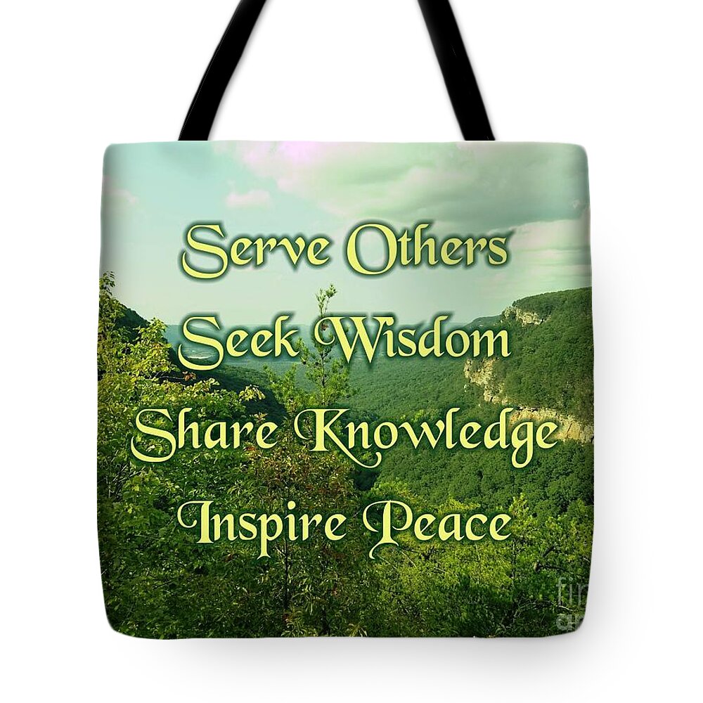 Service Tote Bag featuring the digital art Inspire Peace by Rachel Hannah