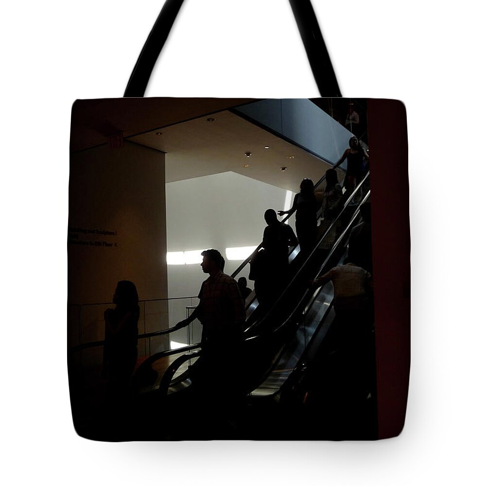 Escalator Tote Bag featuring the photograph Inspired #2 Escalator Silhouettes by Margie Avellino
