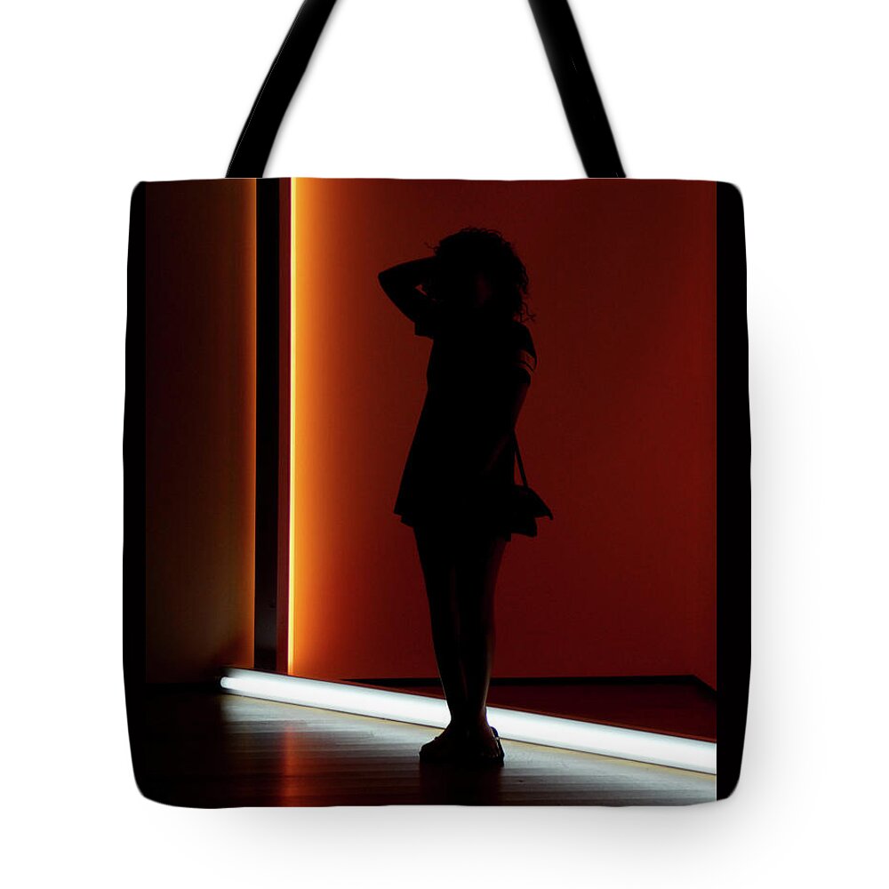 Silhouette Tote Bag featuring the photograph Inspired #3  Selfie Silhouette by Margie Avellino