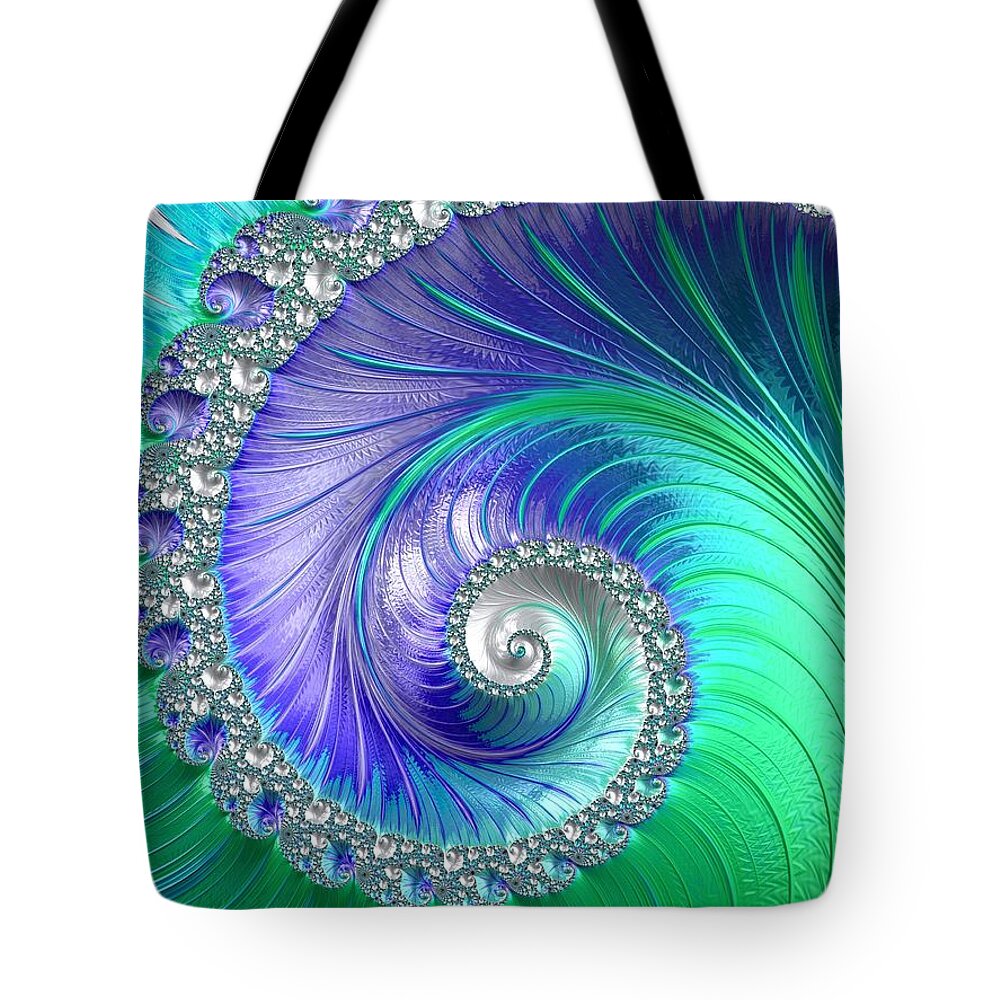 Fractal Tote Bag featuring the digital art Inspired by Nature Fractal Spiral by Mo Barton