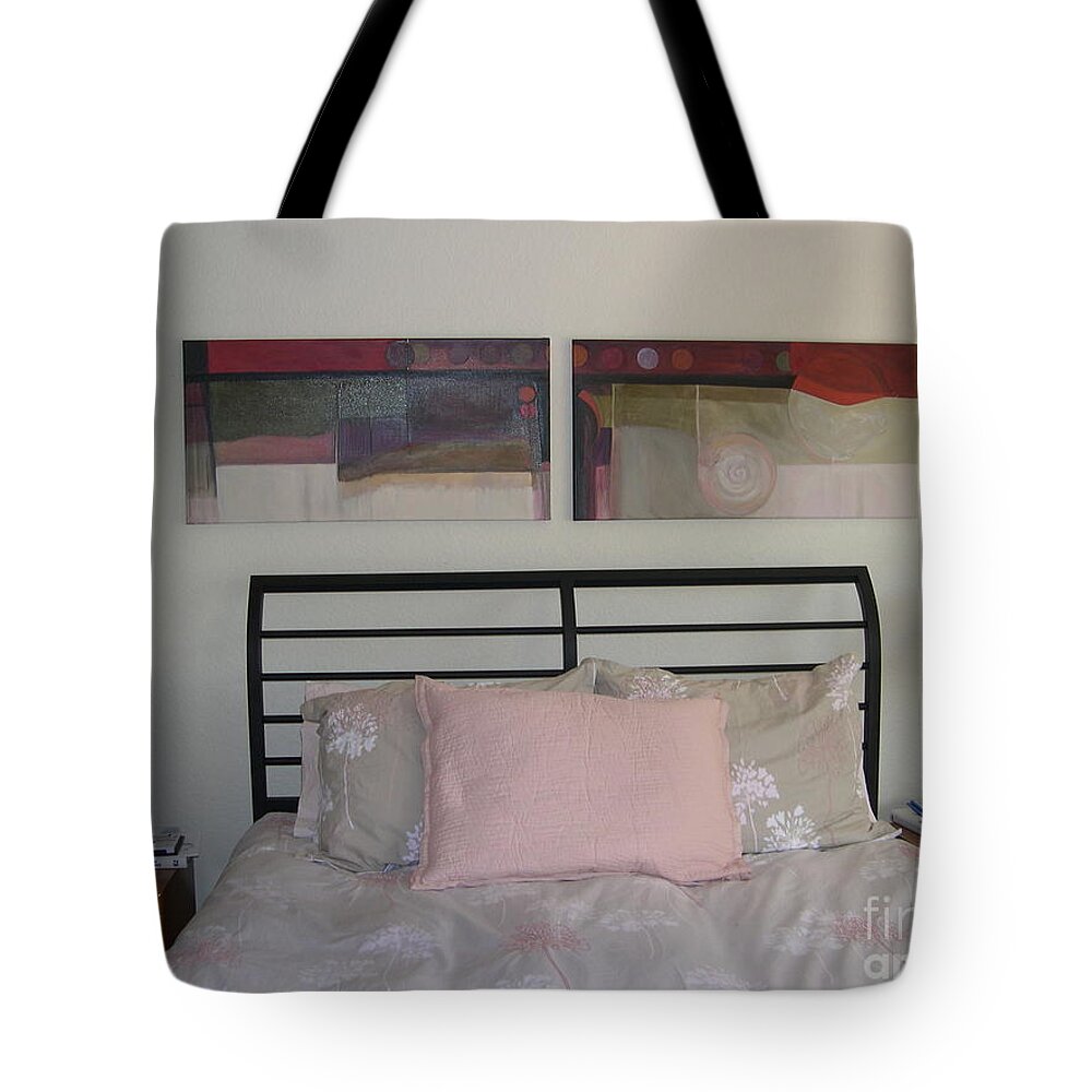  Tote Bag featuring the mixed media Installation Duo by Marlene Burns