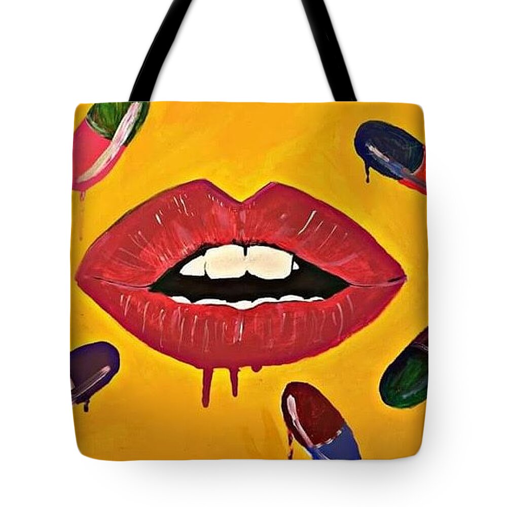  Tote Bag featuring the painting Intake creativity by Miriam Moran