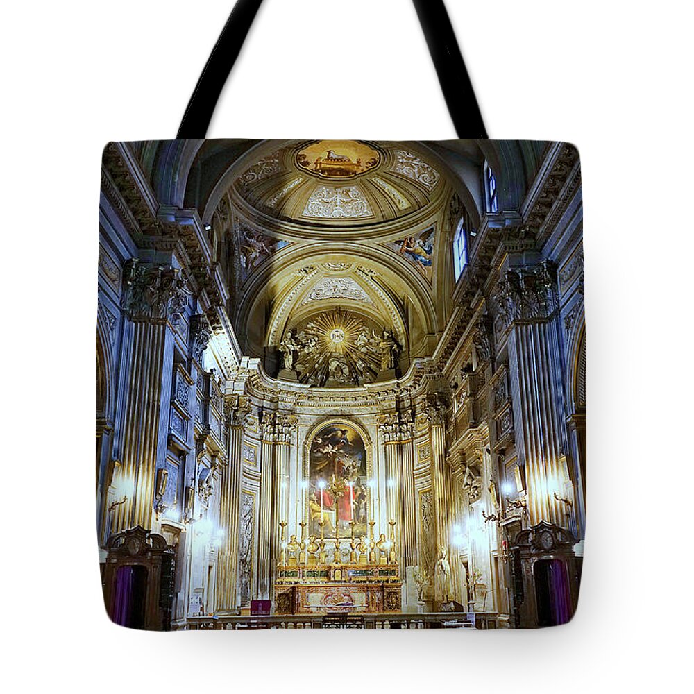 Church Tote Bag featuring the photograph Interior View Of Santi Vincenzo e Anastasio a Fontana di Trevi In Rome Italy by Rick Rosenshein