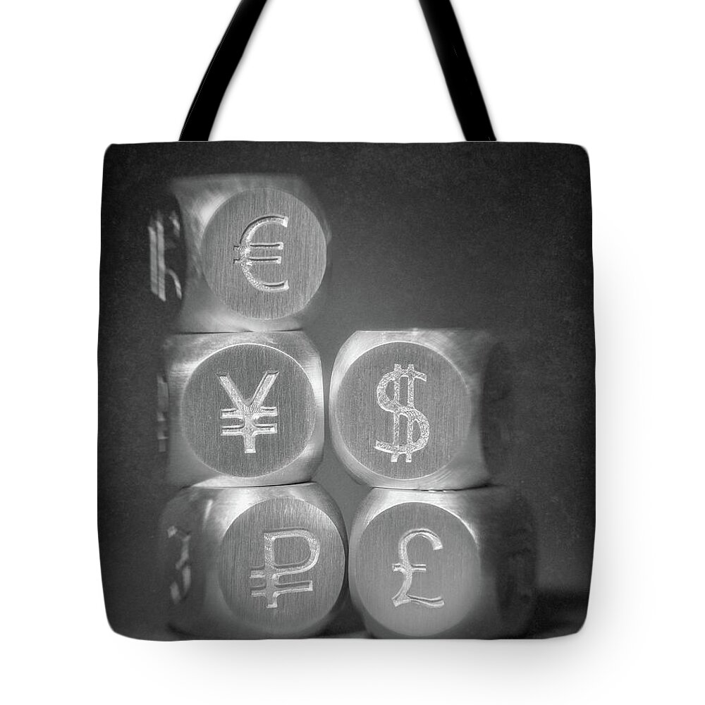 Aluminum Tote Bag featuring the photograph International Currency Symbols by Tom Mc Nemar