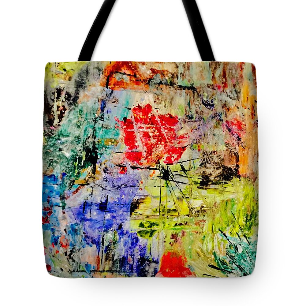 Abstract Tote Bag featuring the painting Intersection by Elle Justine