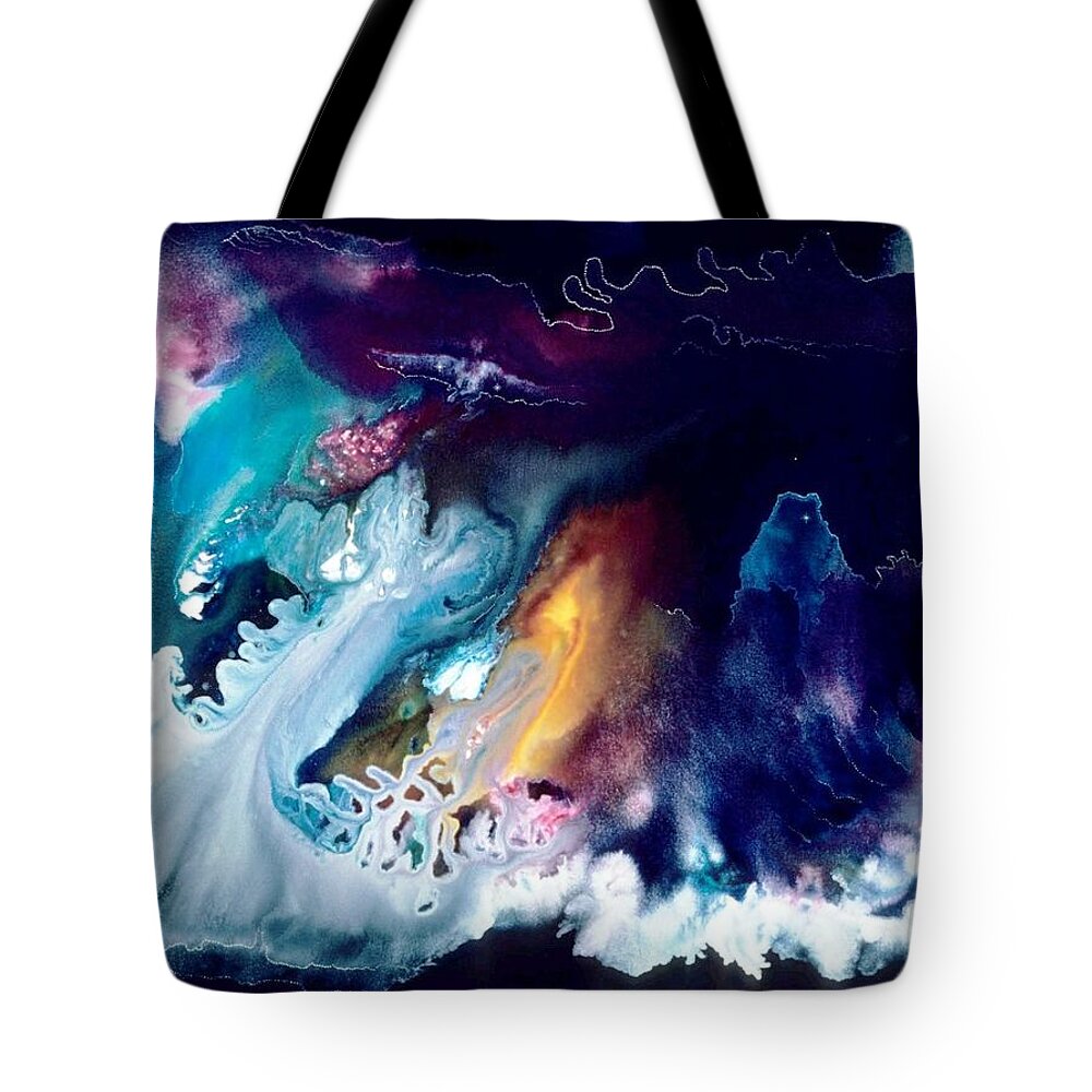 Spiritual Tote Bag featuring the painting Interstellar Fusion by Lee Pantas
