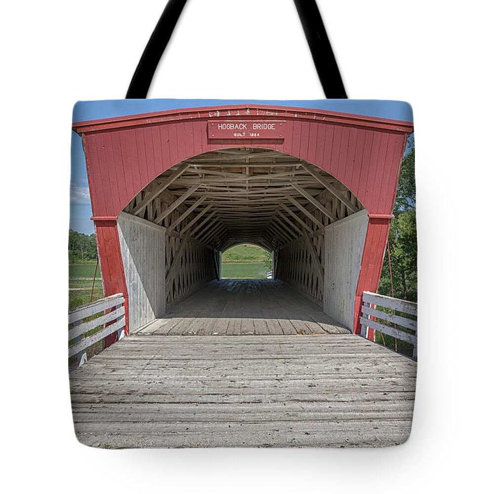 Hogback Bridge Tote Bag featuring the photograph Into Hogback Bridge by Susan Rissi Tregoning