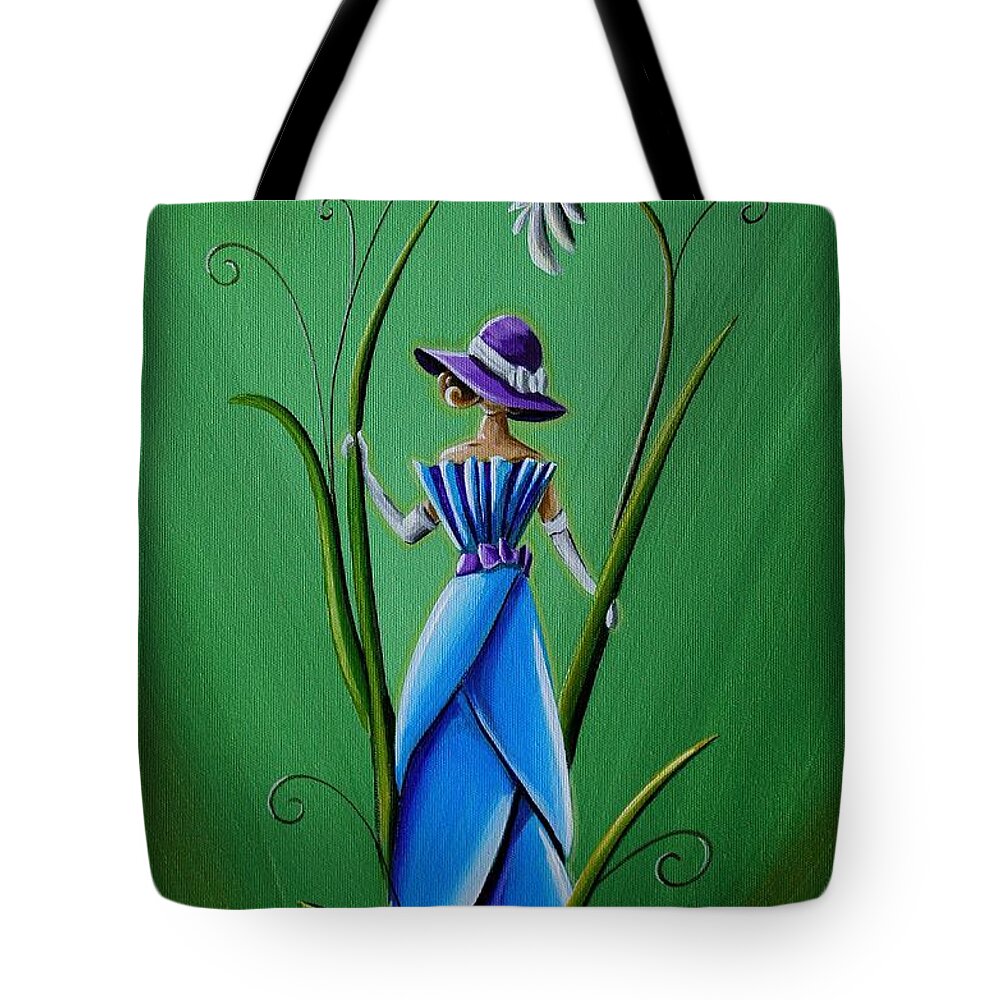 Green Tote Bag featuring the painting Into The Garden by Cindy Thornton