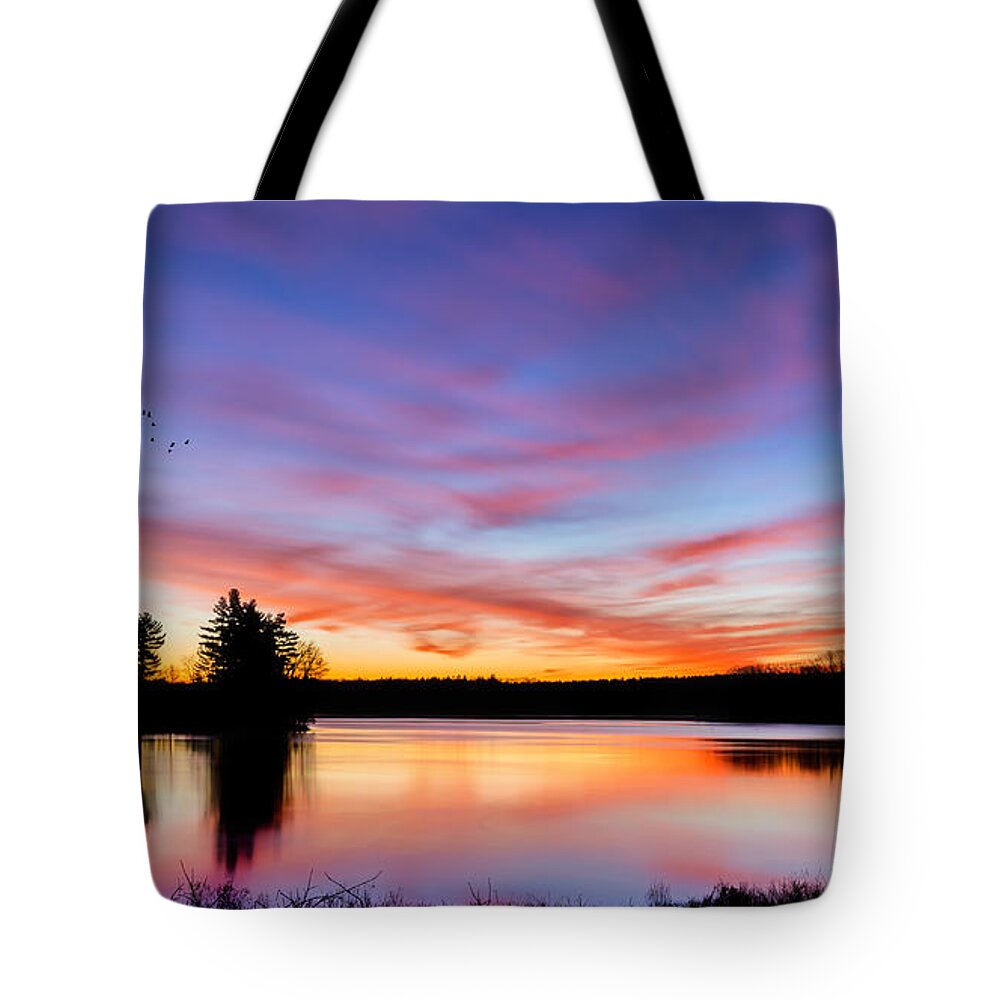 Reflection Tote Bag featuring the photograph Into the Morning by Bill Wakeley
