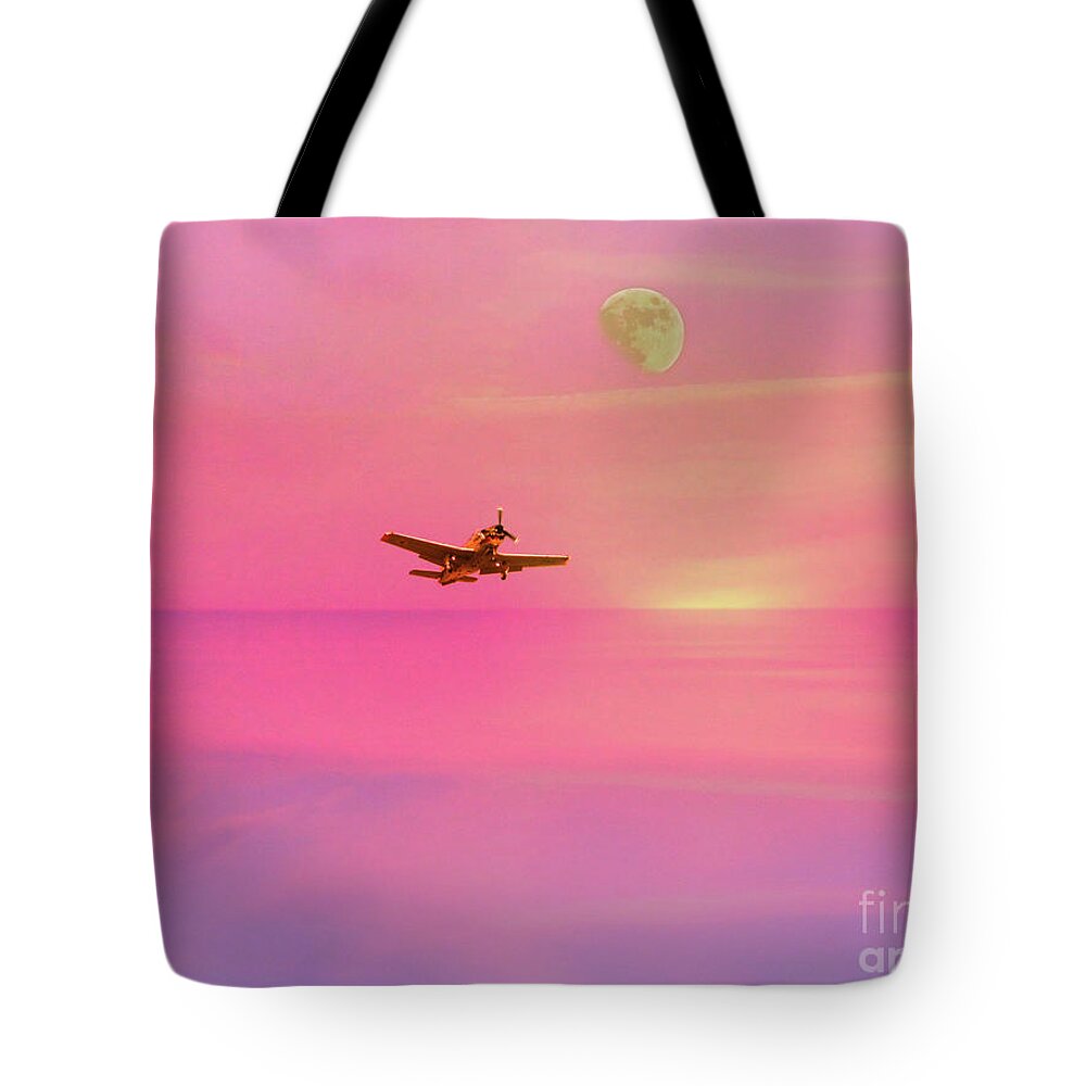 Plane Tote Bag featuring the photograph Into The Wild Pink Yonder by Al Bourassa