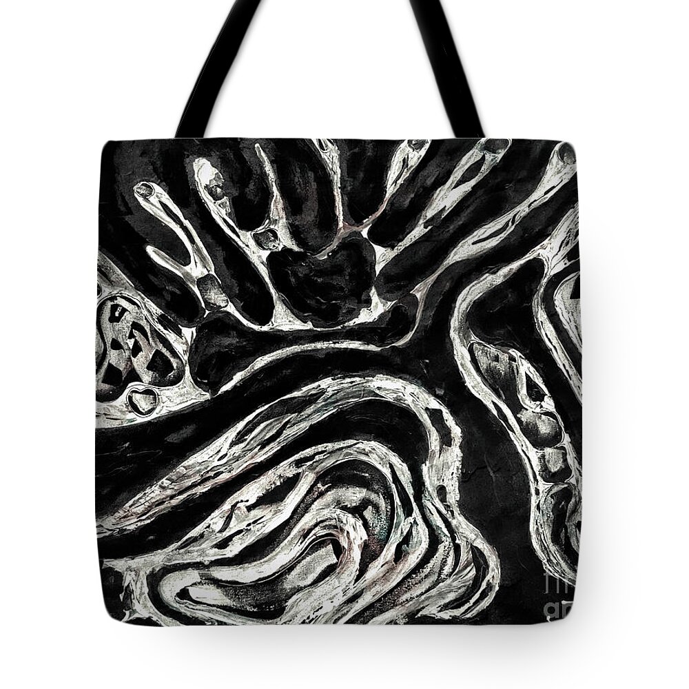 Abstract Tote Bag featuring the painting Intoxicating opposites by Jolanta Anna Karolska