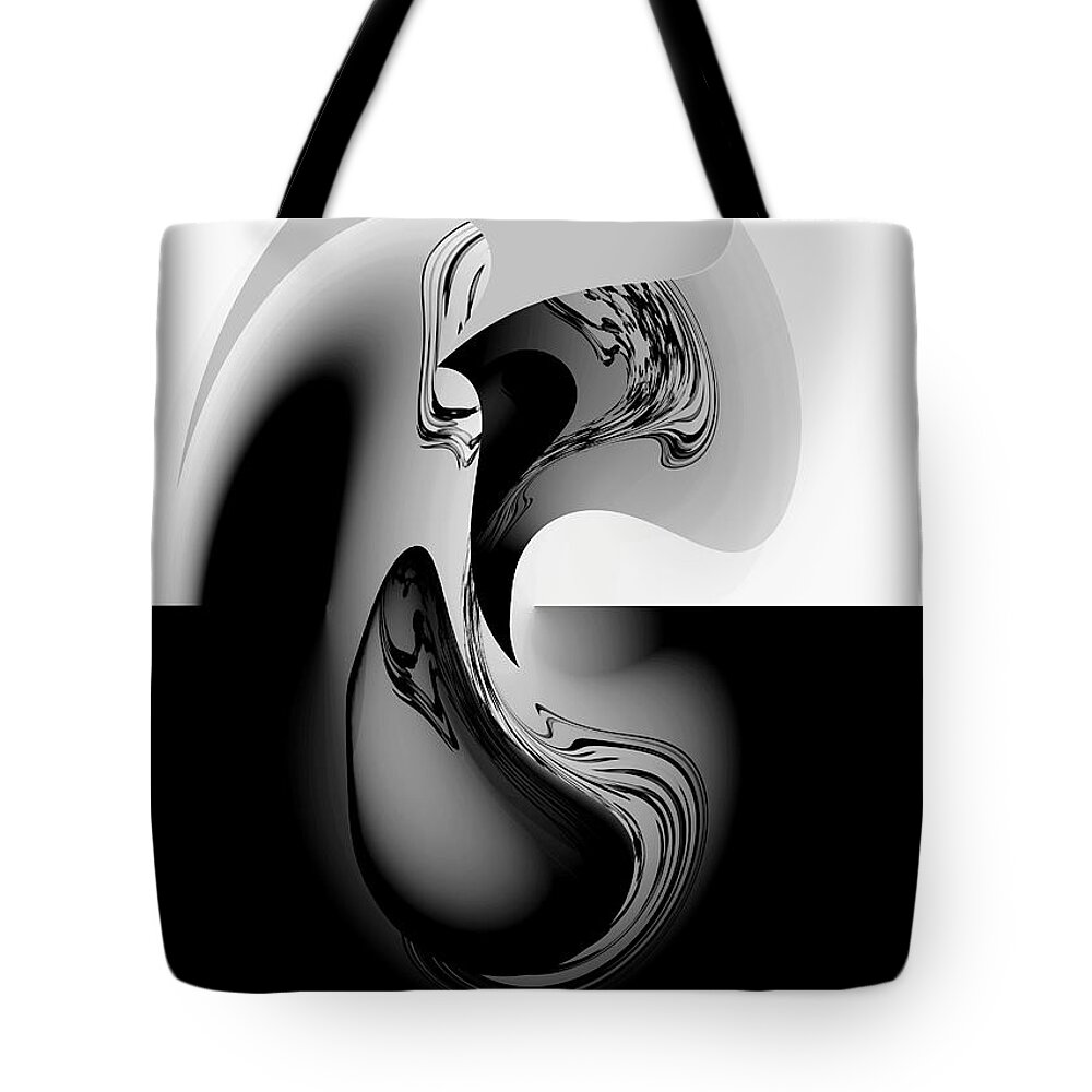 Black And White Art Tote Bag featuring the painting Introspection digital art by Georgeta Blanaru