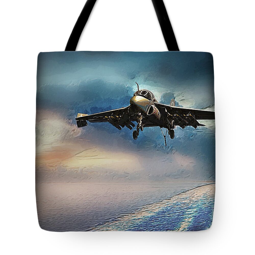 A-6 Tote Bag featuring the digital art Intruder Returns by Airpower Art