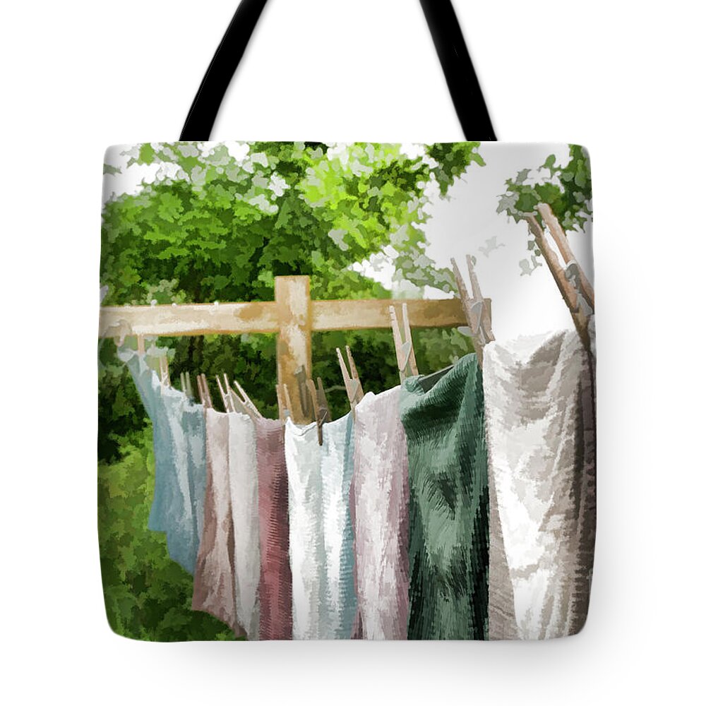 Washday Tote Bag featuring the photograph Iowa Farm Laundry Day by Wilma Birdwell