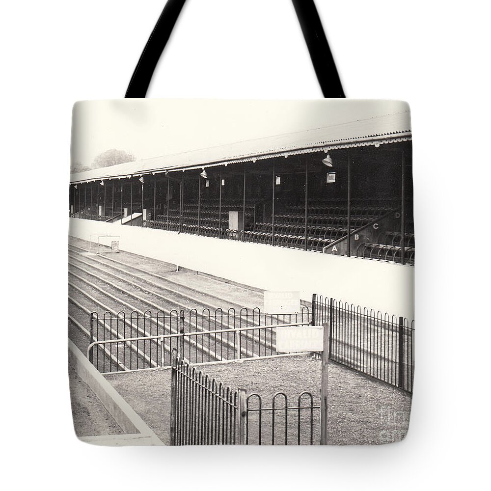  Tote Bag featuring the photograph Ipswich Town - Portman Road - East Stand 01 - BW - August 1969 by Legendary Football Grounds